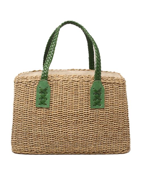 borsa in corda con manici in pelle Laboratorio Capri | 234VERDE